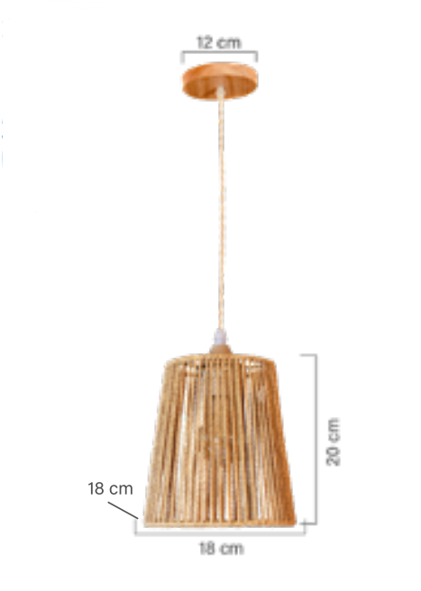 Medidas do Lúminaria Pendente Rattan de Palha Nova Guine Detalhes